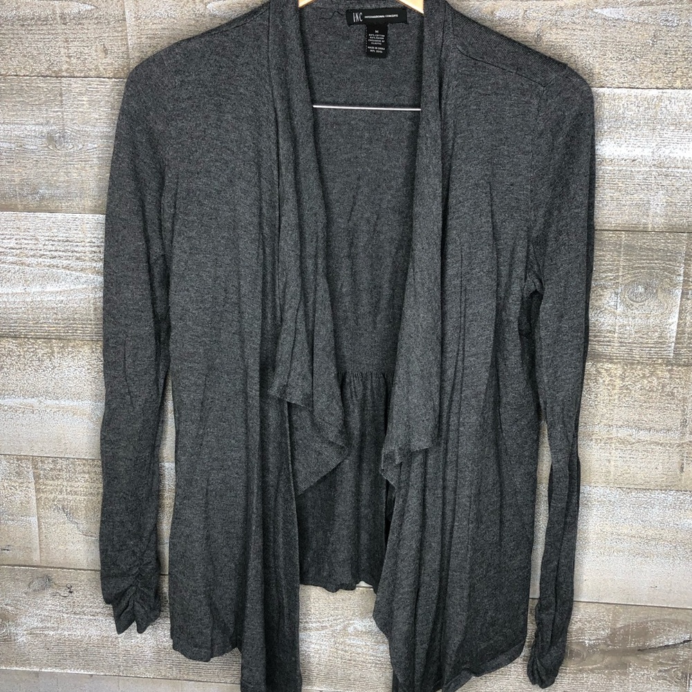INC International Concepts grey open front cardigan sweater